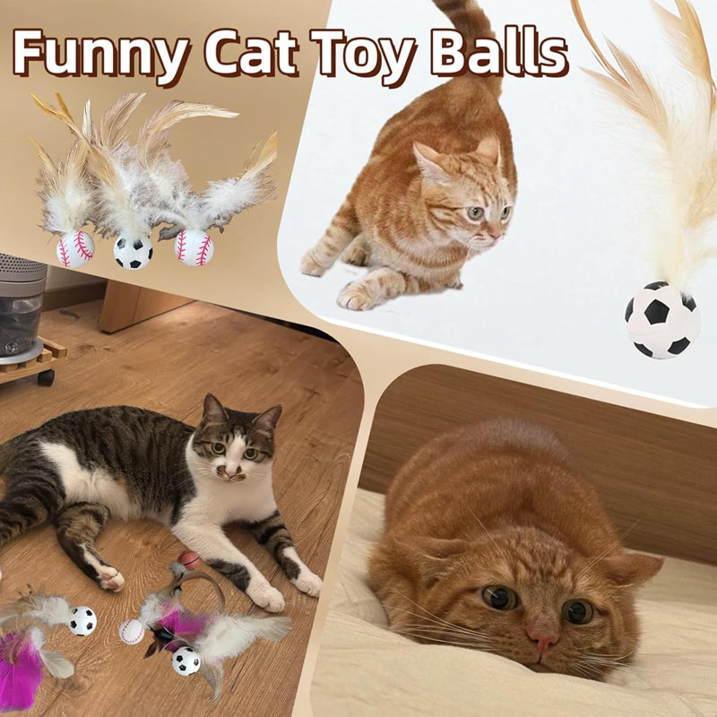 Cat Toys, Self-entertainment Balls, Feather Bouncy Balls