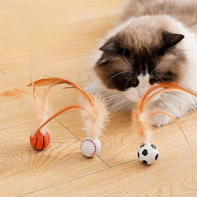 Cat Toys, Self-entertainment Balls, Feather Bouncy Balls