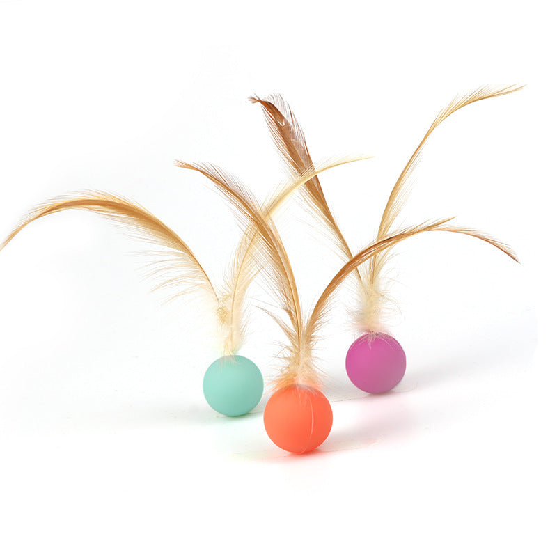 Cat Toys, Self-entertainment Balls, Feather Bouncy Balls