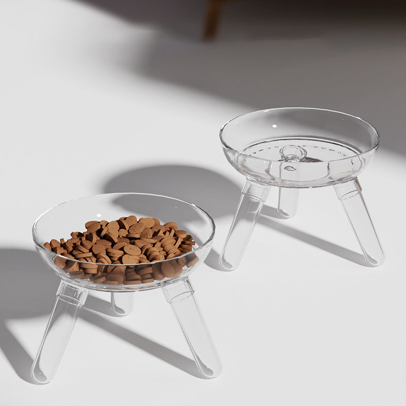 Anti-knock Feeder Transparent Glass Bowl Cat Bowl