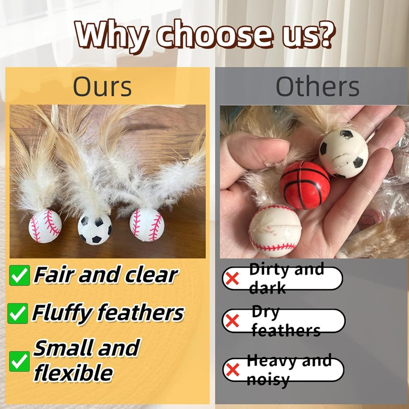 Cat Toys, Self-entertainment Balls, Feather Bouncy Balls