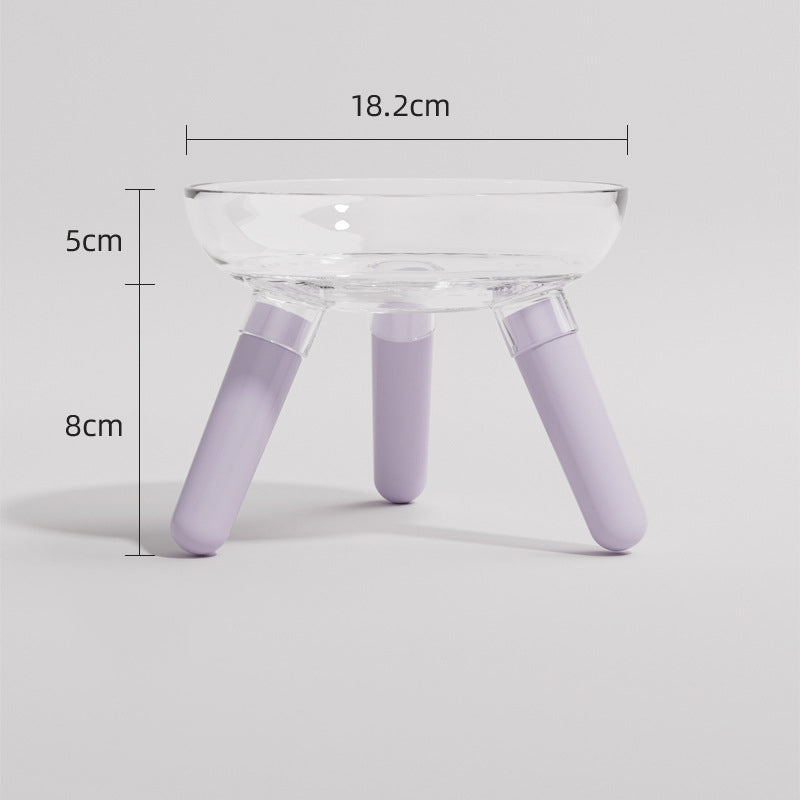 Anti-knock Feeder Transparent Glass Bowl Cat Bowl