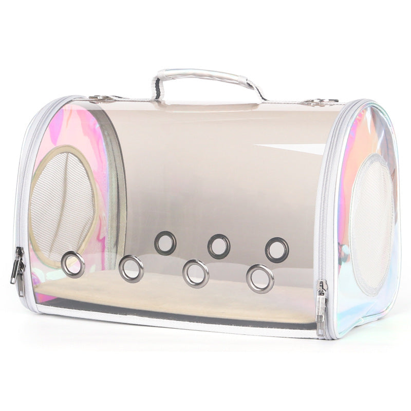 Fashionable Cat Pet Out Laser Transparent Bag