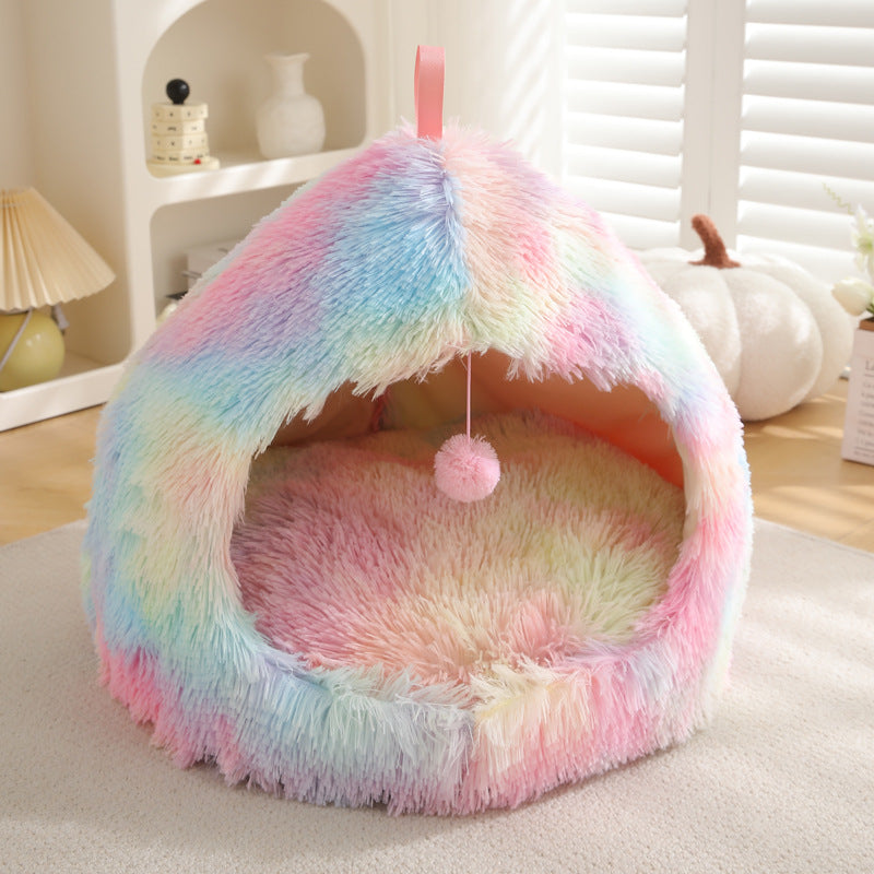 Winter Cat Nest Plush Warm Pet Bed