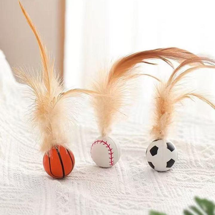 Cat Toys, Self-entertainment Balls, Feather Bouncy Balls