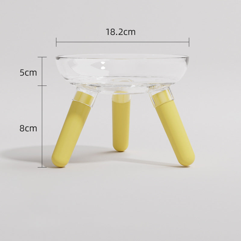 Anti-knock Feeder Transparent Glass Bowl Cat Bowl