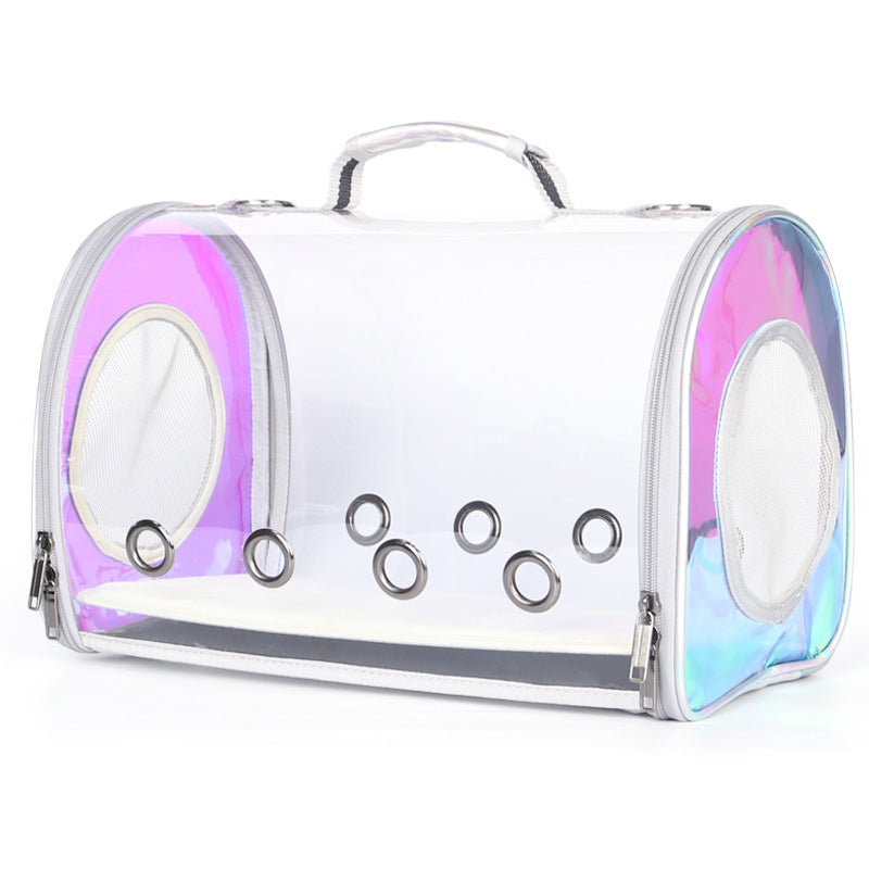 Fashionable Cat Pet Out Laser Transparent Bag