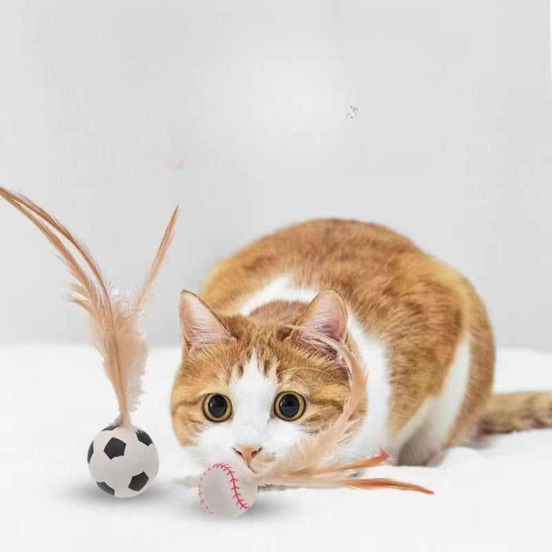 Cat Toys, Self-entertainment Balls, Feather Bouncy Balls