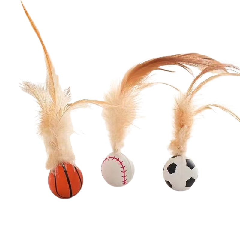 Cat Toys, Self-entertainment Balls, Feather Bouncy Balls